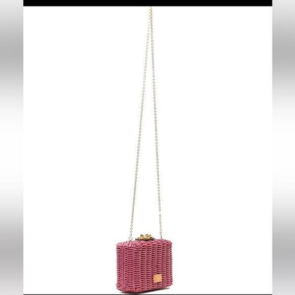 FRANCES VALENTINE Pink Paige Wicker Box Chain Strap Clutch - Picture 3 of 7